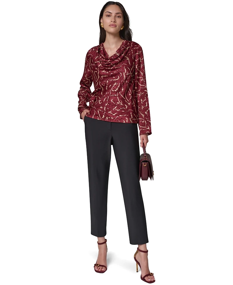 Donna Karan New York Women's Long-Sleeve Burnout Cowl-Neck Blouse