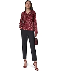 Donna Karan New York Women's Long-Sleeve Burnout Cowl-Neck Blouse