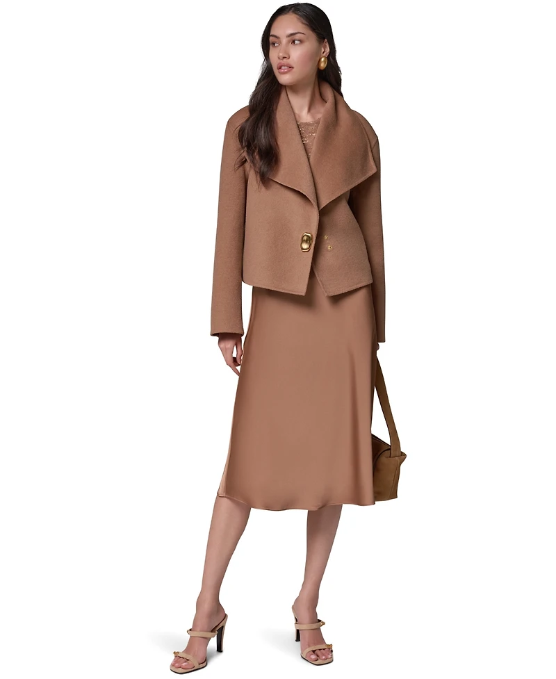 Donna Karan New York Women's Wrap Short Jacket with Hardware Closure