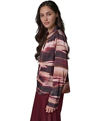 Donna Karan New York Women's Long-Sleeve V-Neck Satin Blouse