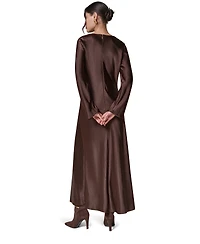Donna Karan New York Women's Satin Cowl Neck A-Line Dress