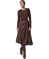 Donna Karan New York Women's L/S Whwre @ Waist Long-Sleeve Fit-and-Flare Midi Dress
