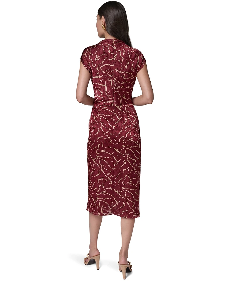 Donna Karan New York Women's Cowl Neck Burnout Midi Dress