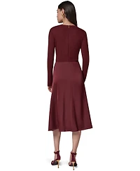 Donna Karan New York Women's L/S Whwre @ Waist Long-Sleeve Fit-and-Flare Midi Dress