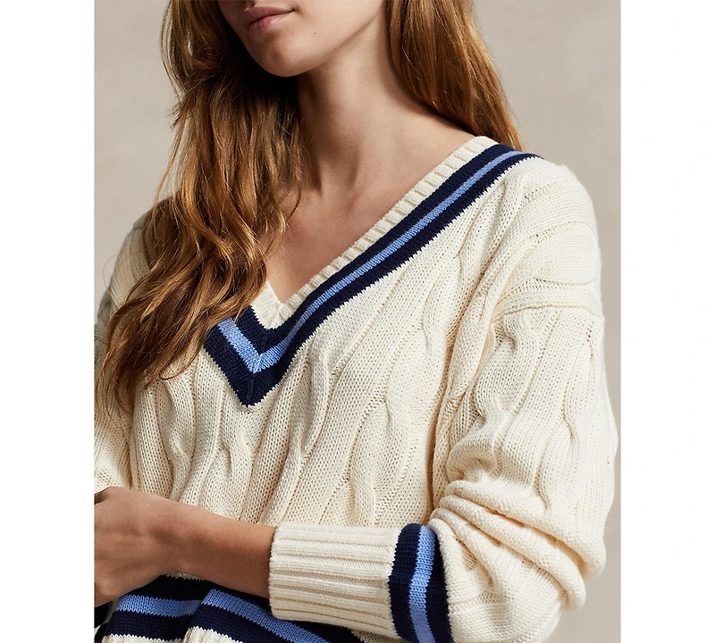 Polo Ralph Lauren Women's Cable-Knit Cotton Cricket Sweater
