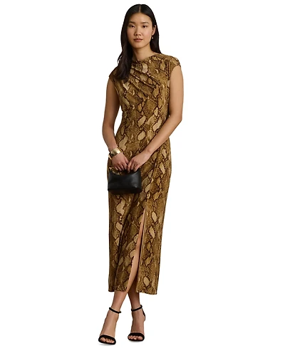 Lauren Ralph Women's Boat Neck Cap-Sleeve Midi Dress