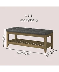 SongmicsHome Upholstered End of Bed Bench, Storage Ottoman with Solid Wood Frame, Window Seat, for Living Room, Bedroom