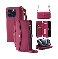 Artudatech 5-in-1 Card Holder Wallet Case with Crossbody Strap for Apple iPhone 12-17