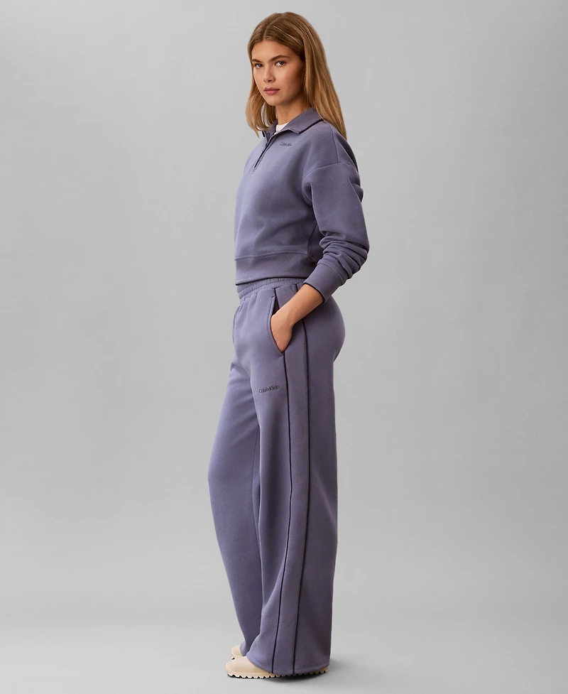 Calvin Klein Performance Women's Piped Wide-Leg Sweatpants