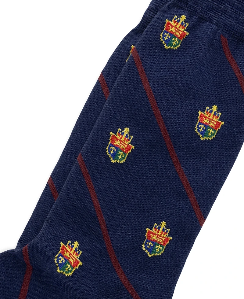 Polo Ralph Lauren Men's Heraldic Club Slack Single Dress Striped Ribbed-Cuff Crew Socks
