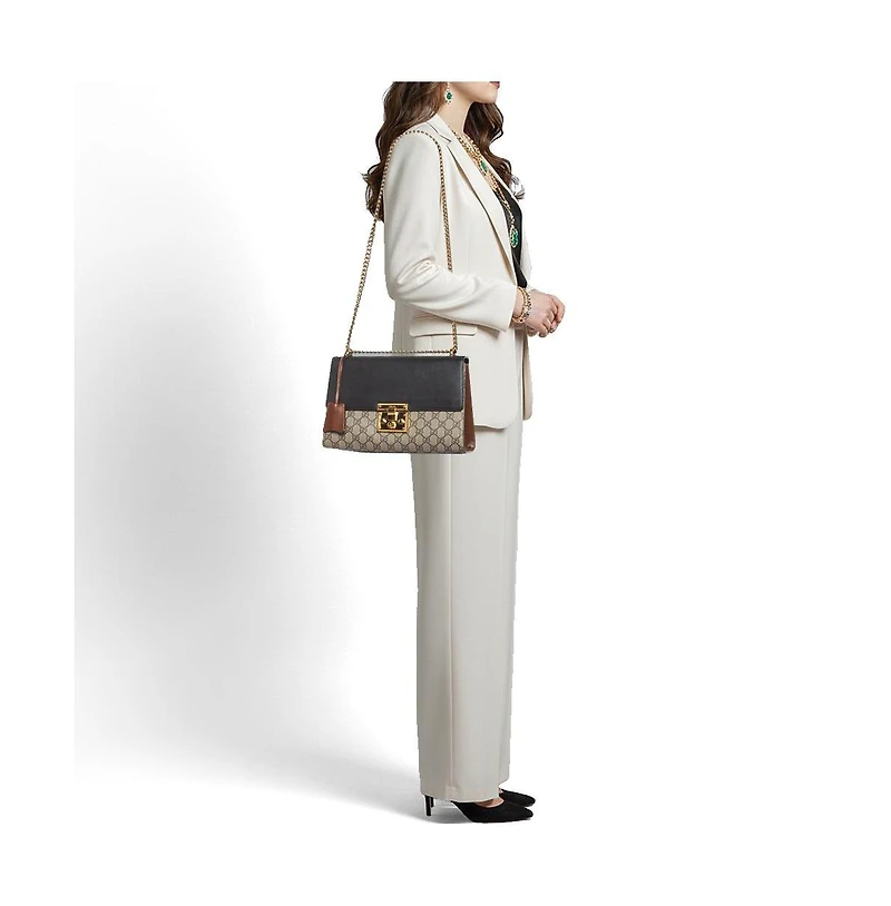 Pre-Owned Gucci Padlock Medium Gg Supreme Canvas and Leather Shoulder Bag