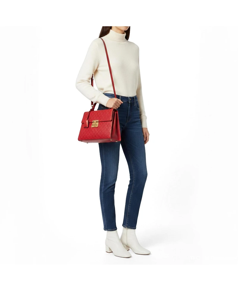 Pre-Owned Gucci Women's Padlock Medium Guccissima Leather Top Handle Satchel