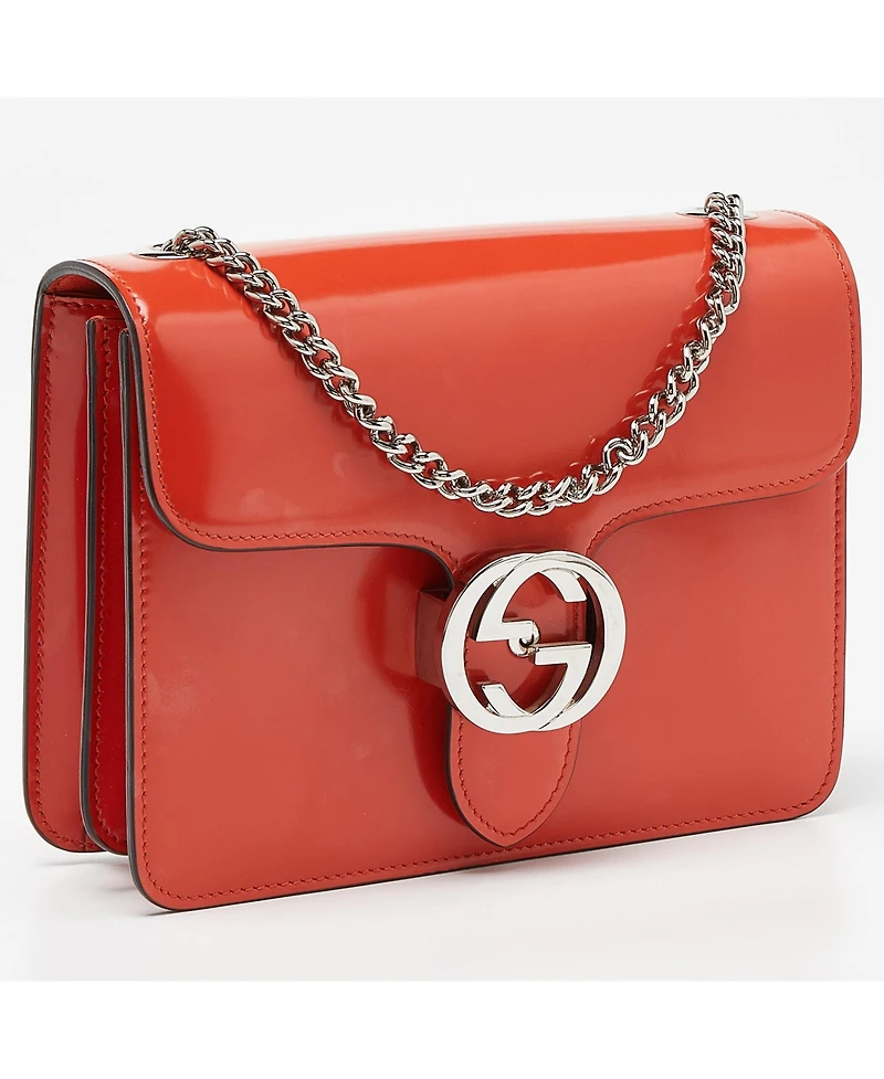 Pre-Owned Gucci Small Interlocking G Patent Leather Crossbody Bag
