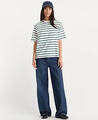 Good American Women's Oversized Crewneck Stripe T-Shirt