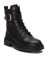 Xti Women's Casual Leather Combat Booties Carmela Collection