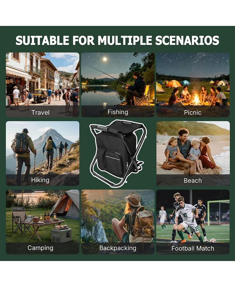 Aofar Folding Cooler Chair Camping Fishing Beach Stool