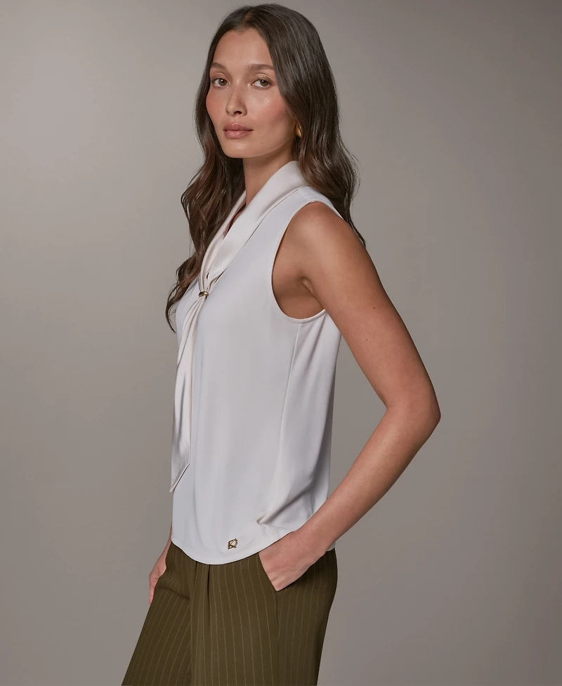 Donna Karan New York Women's Sleeveless V-Neck Satin Blouse
