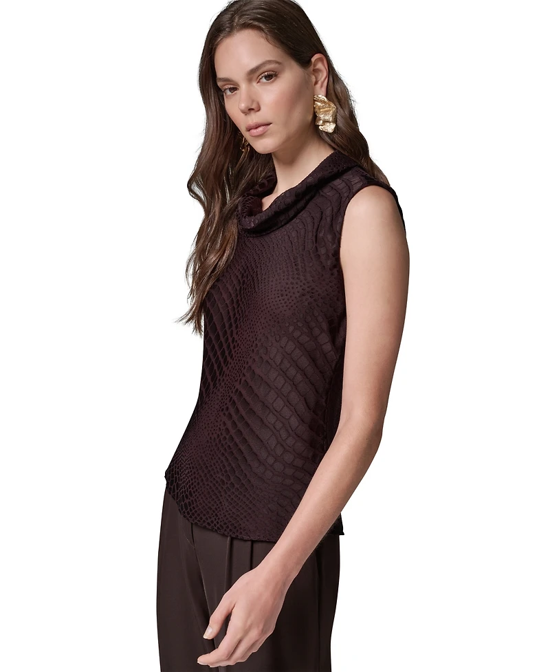 Donna Karan New York Women's Snake-Print Sleeveless Cowl-Neck Blouse