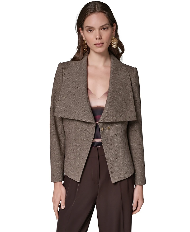 Donna Karan New York Women's DK192 Cropped Shoulder-Padded Belted Blazer