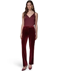 Donna Karan New York Women's Classic No Front Velvet Straight Mid-Rise Pants