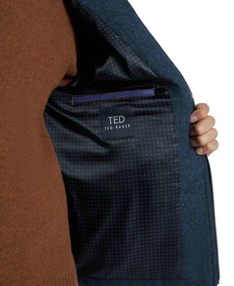 Ted by Baker Men's Quilted Stand Collar Flannel Jacket