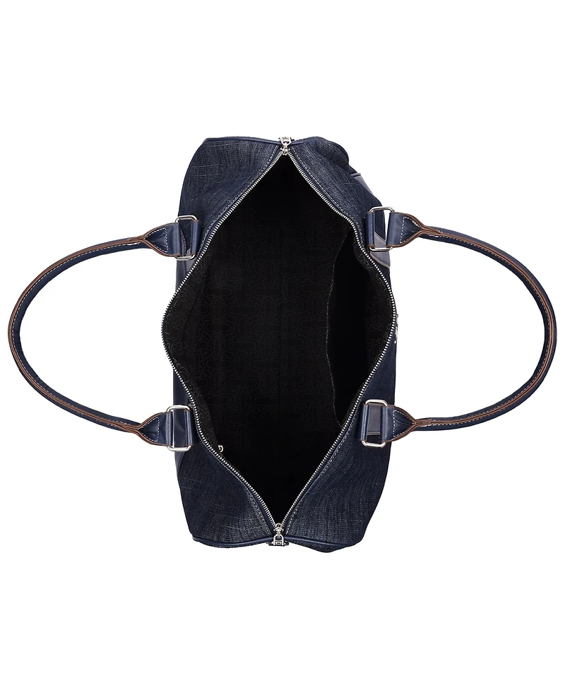 True Religion Horseshoe Quilting Denim Weekender Duffel Bag