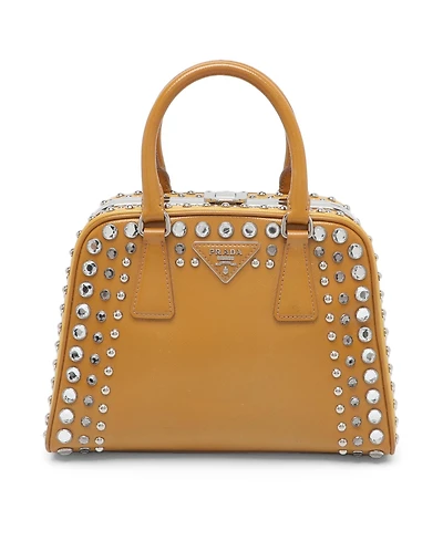 Pre-Owned Prada Women's Small Studded Saffiano Patent Leather Frame Bag