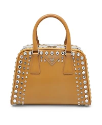 Pre-Owned Prada Women's Small Studded Saffiano Patent Leather Frame Bag