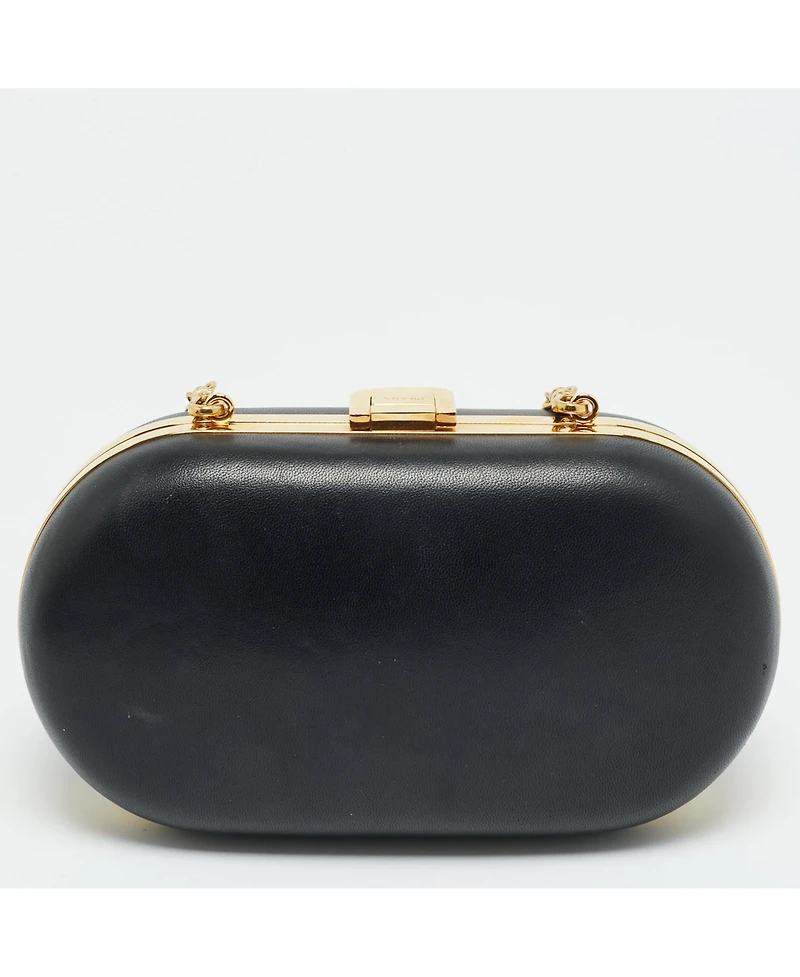 Pre-Owned Prada Women's Crystal-Embellished Leather Frame Clutch