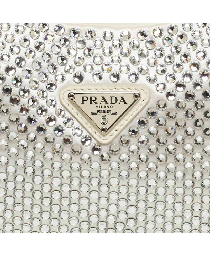 Pre-Owned Prada Women's Crystal-Embellished Satin Shoulder Bag