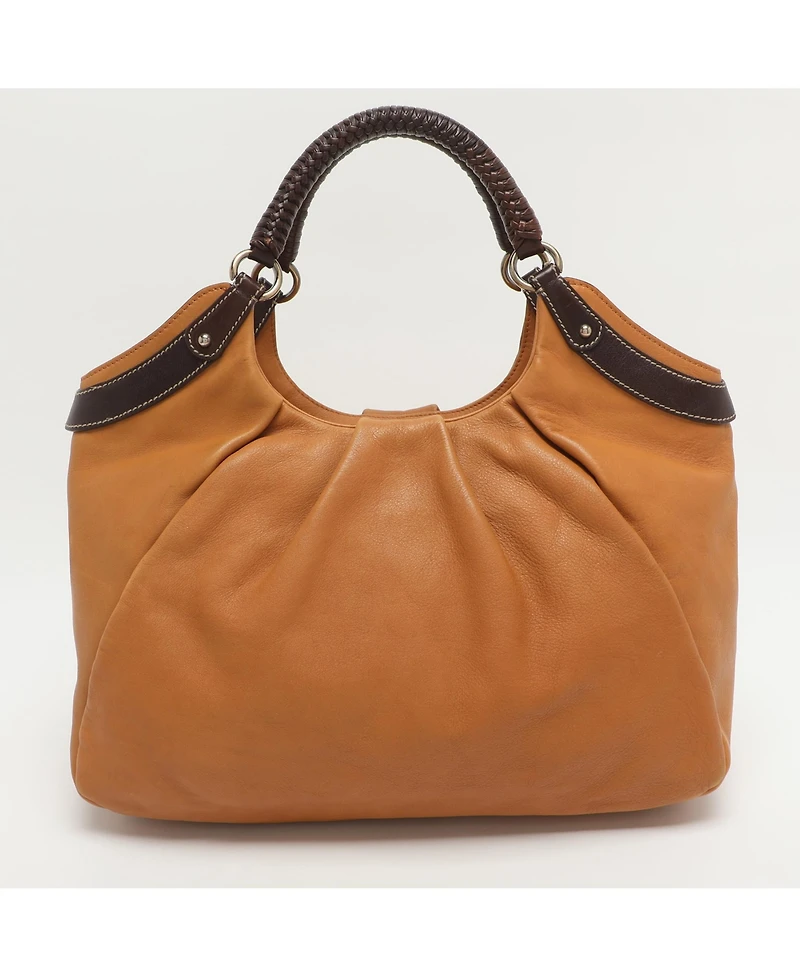 Pre-Owned Salvatore Ferragamo women's Gancini Braided Handle Leather Hobo Bag