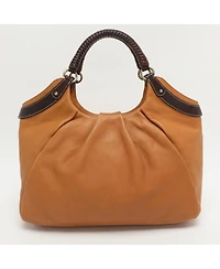 Pre-Owned Salvatore Ferragamo women's Gancini Braided Handle Leather Hobo Bag