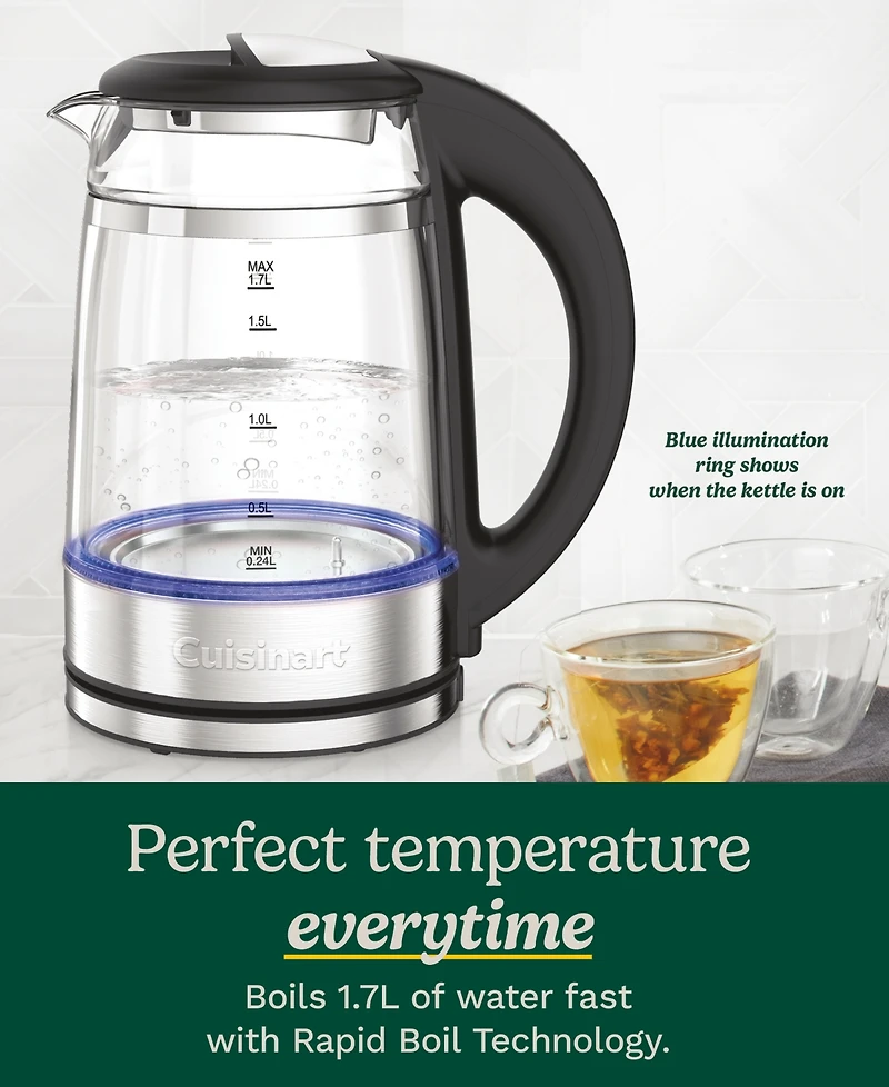Cuisinart Clear Temp 1.7L Glass Kettle Gk-19