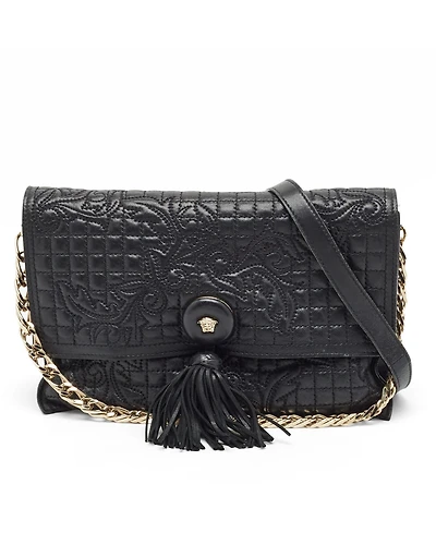 Pre-Owned Versace Women's Medusa Tassel Quilted Leather Shoulder Bag
