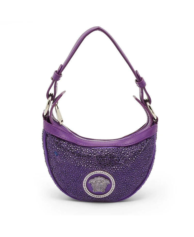 Pre-Owned Versace Women's Repeat Crystal-Embellished Mini Hobo Bag