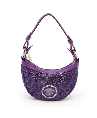 Pre-Owned Versace Women's Repeat Crystal-Embellished Mini Hobo Bag