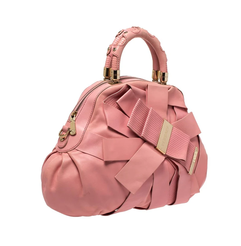 Pre-Owned Versace Women's Venita Leather Bow Satchel