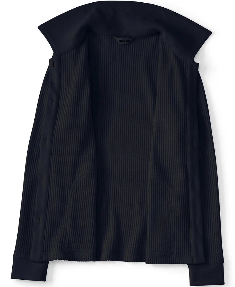 Lands' End Women's Long Sleeve Waffle Collared Shacket