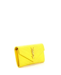 Pre-Owned Saint Laurent Large Classic Monogram Flap Wallet Matelasse Chevron Leather