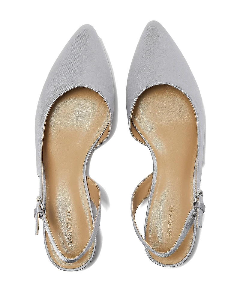 Lands' End Women's Satin Slingback Low Heels