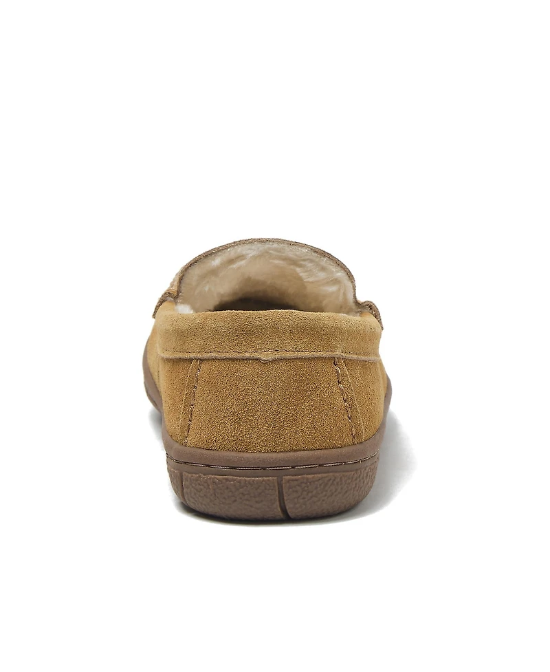 Lands' End Little Girls Fuzzy Lined Suede Moccasin Slippers