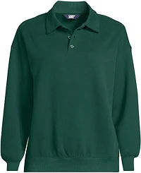 Lands' End Women's Long Sleeve Serious Sweats Polo Collar Sweatshirt