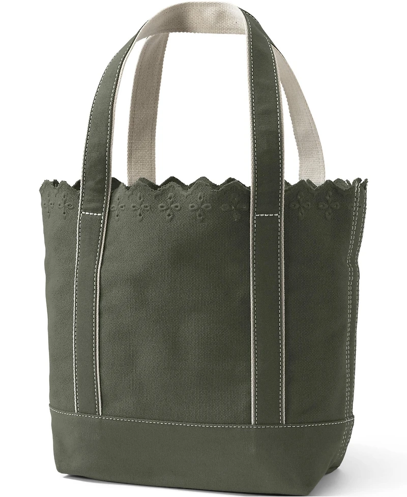 Lands' End Medium Eyelet Canvas Open Top Tote