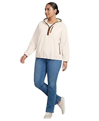 Lands' End Plus Anyweather RainDefense Hooded Half Zip Fleece Pullover