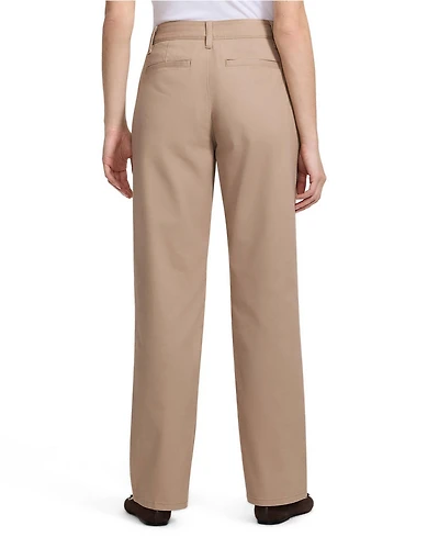 Lands' End Women's Chino Mid Rise Pleated Relaxed Straight Leg Pants