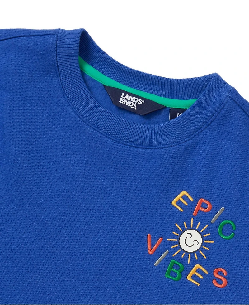 Lands' End Big Boys Husky Graphic Crew Neck Sweatshirt