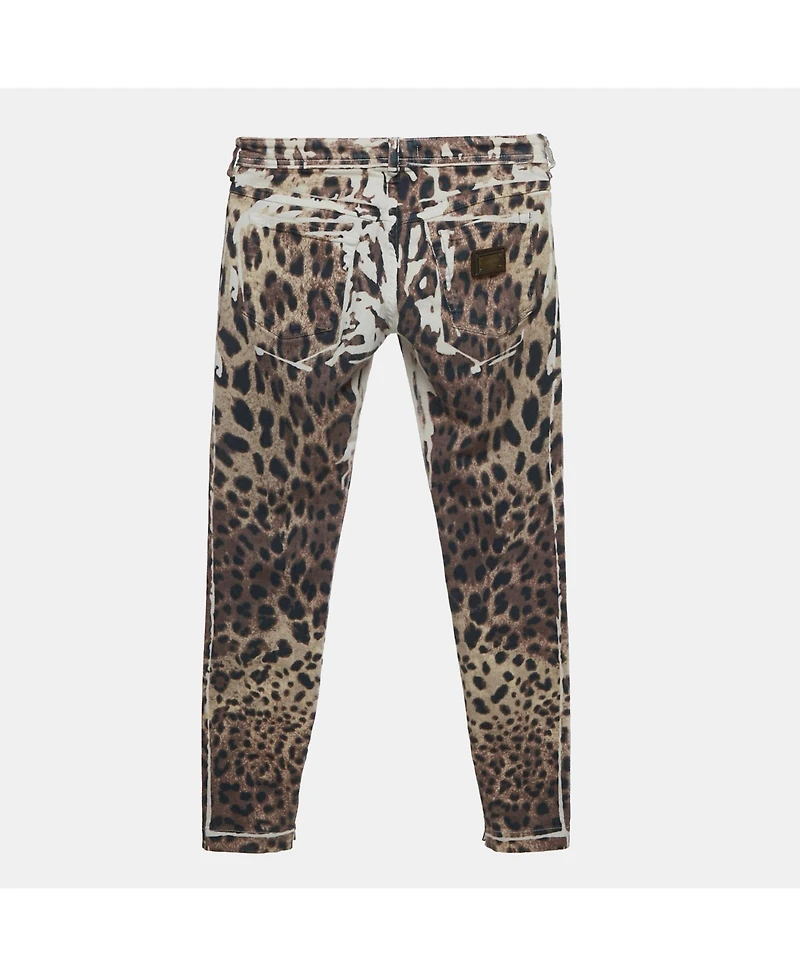 Pre-Owned Dolce & Gabbana Women's Leopard Print Denim Skinny Jeans