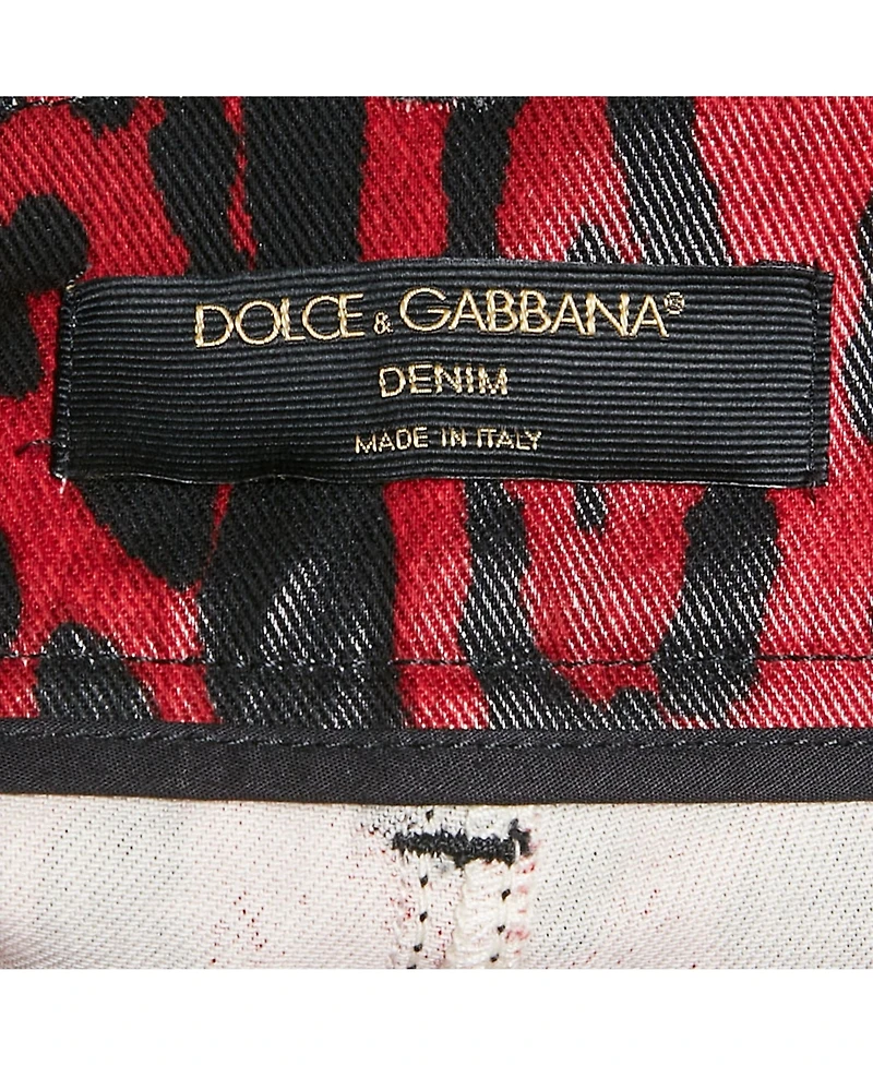 Pre-Owned Dolce & Gabbana Women's Leopard Print Cotton Drill Jeans