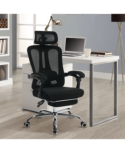 homfan High Back Ergonomic Office Chair with Mesh Back, Retractable Footrest, Headrest and Lumbar Support, Chair with Wheels for Home Office