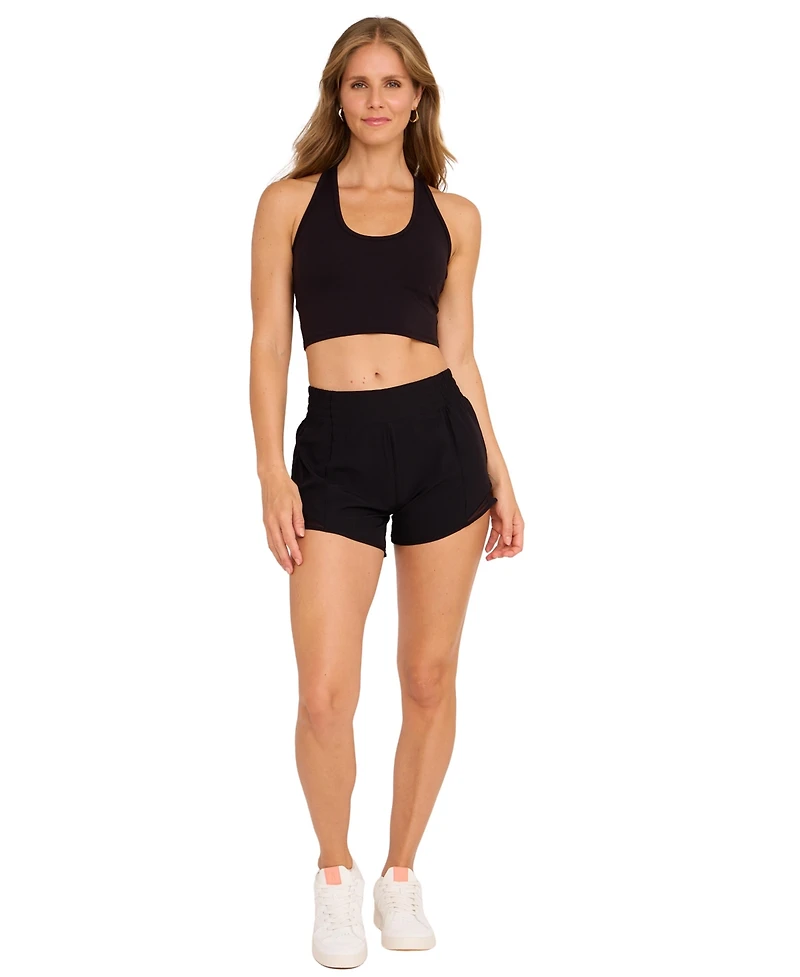 G Lifestyle Clothing Women's Racerback Built-In Bra Scoop Neck Crop Top